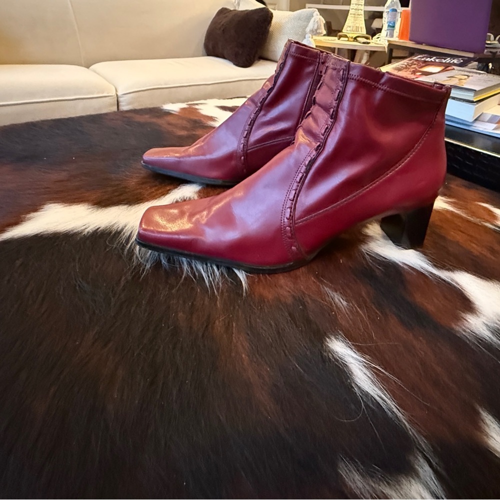FRANCO SARTO BURGUNDY LEATHER BOOTIES - SZ 11 - Picture 7 of 8